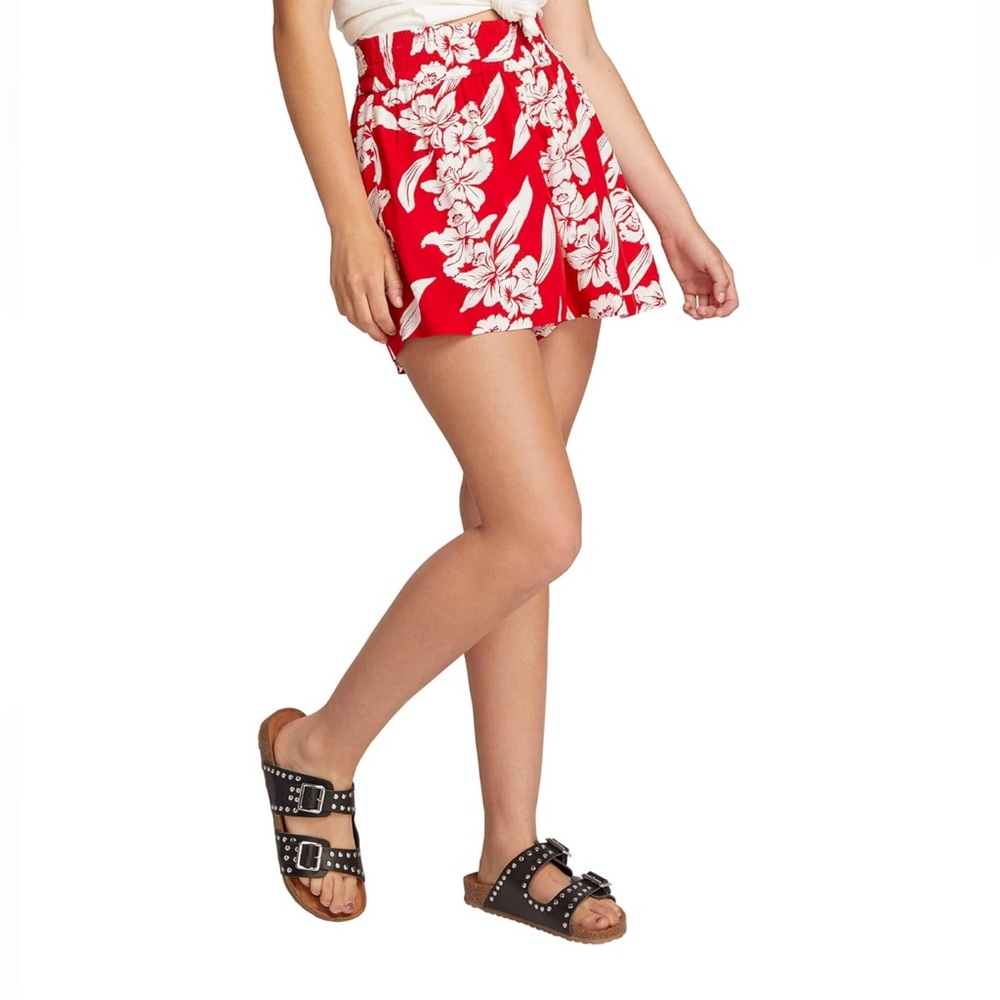 Volcom Women’s Aloha Ha High Rise Floral Pull On Elastic Waist Shorts Size Small
